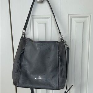 Coach Charcoal Leather Shoulder Bag